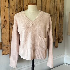 ATM Anthony Thomas Melillo‎ Chenille V Neck Sweater Peach Blush Women’s Sz M